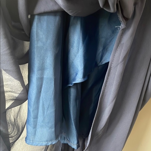 PrettyLittleThing Blue Asymmetrical Ruched Wrap Gown - Picture 10 of 12